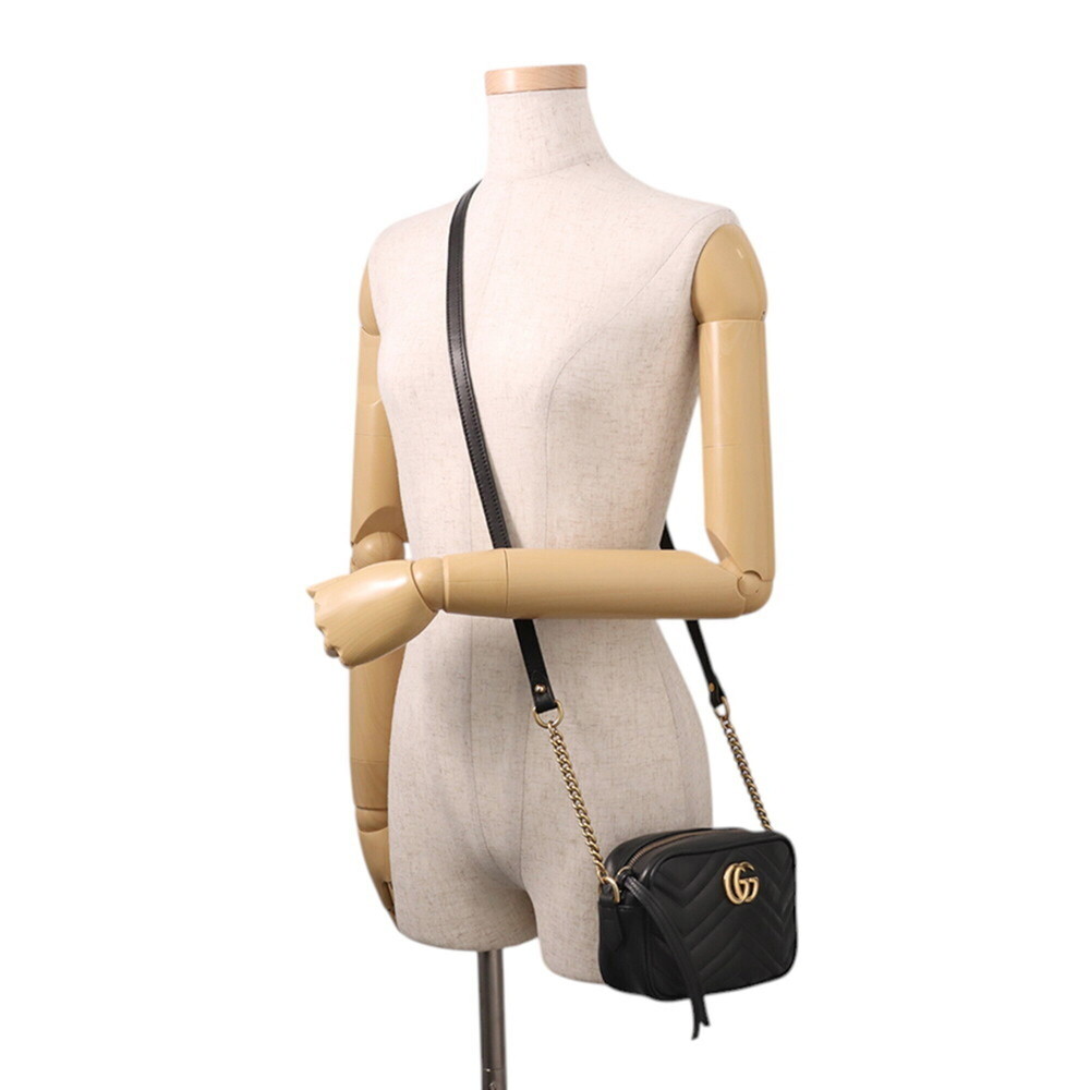 Gucci Chain Shoulder Bag GG Marmont Leather 634785 GUCCI Handbag Black Women's - Picture 4 of 15